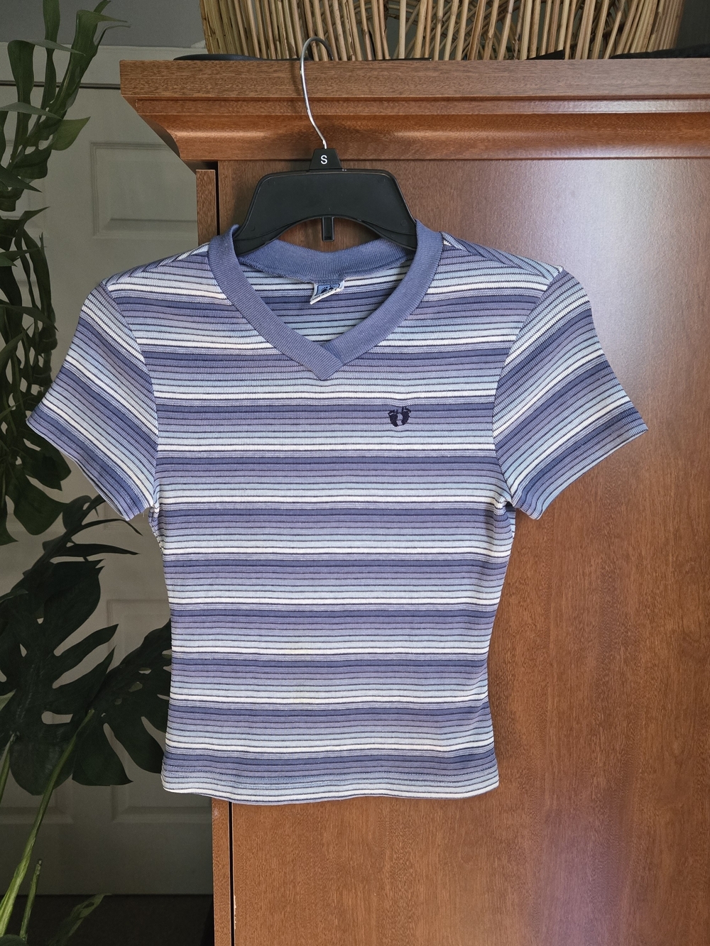 Hang Ten Blue & White Striped V-Neck Tee